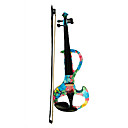 Kinglos - DSZA-1002 Ebony Parts Electric Violin with CaseRosinBowHeadphoneCable Lily Flower