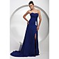 wholesale A-line Strapless Court Train Elastic Woven Satin Evening/ Prom Dress (FSD0258)