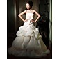 wholesale 2010 style Ball Gown Strapless Sleeveless Court Train Organza/ Satin Wedding Dress (WSM0527)