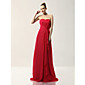 wholesale A-line Strapless Floor-length Chiffon Matte Satin Bridesmaid/ Wedding Party Dress (HSX811)