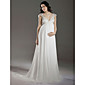 Großhandel Reich V-Ausschnitt Sweep / Pinsel Zug Chiffon elastische Gewebe Satin Mutterschaft Brautkleid (wsm0228)