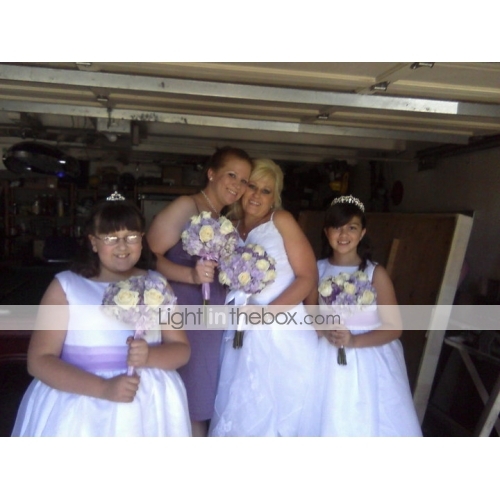Aline Vneck Asymmetrical Satin Organza Wedding Dress