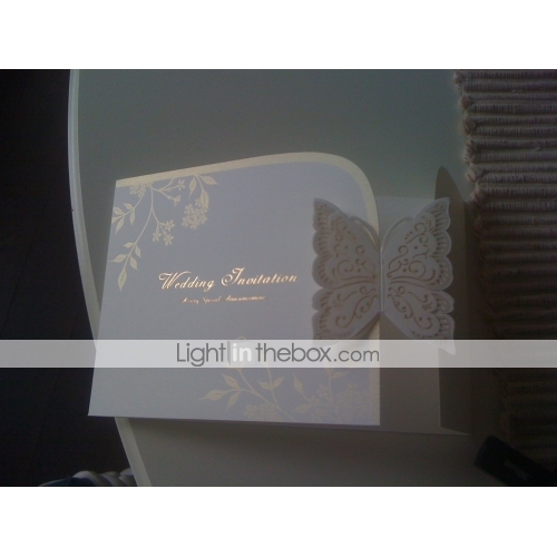 Elegant Trifold Wedding Invitation With Lasercut Butterfly Set of 50 