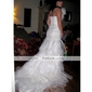 Trumpet/ Mermaid One Shouler Court Train Organza Tiered Wedding Dress