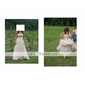 A-Line Satin Tulle Wedding Dress with Draped and Bow
