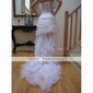 Ball Gown Strapless Asymmetrical Feathers/ fur Organza Wedding Dress