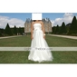A-Line Satin Tulle Wedding Dress with Draped and Bow
