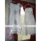 A-line Strapless Tea-length Wedding Dress with Beaded Appliques