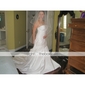 A-line Sweetheart Court Train Taffeta Satin Side-draped Wedding Dress
