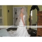 A-line Sweetheart Court Train Taffeta Satin Side-draped Wedding Dress