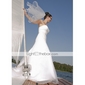 A-line Strapless Court Train Organza Wedding Dress 