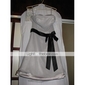 A-line Strapless Knee-length Chiffon Stretch Satin Bridesmaid/ Wedding Party Dress