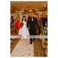 A-line Strapless Tea-length Wedding Dress with Beaded Appliques