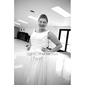 A-line Scoop Ankle-length Satin Wedding Dress