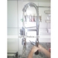 Single Handle Solid Brass Spring Kitchen Faucet with Two Spouts (Chrome Finish)