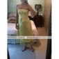 A-line Strapless Sleeveless Tea-length Lace Over Stretch Satin Bridesmaid Dress 