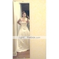 A-line Strapless Satin Chapel Train Wedding Dress
