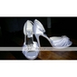 Elegant Satin Upper Stiletto Heel Peep Toe With Rhinestone Wedding Shoes