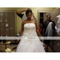 A-line Strapless Court Train Organza Wedding Dress 