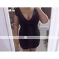 Chiffon And Stretch Satin Sheath/Column V-neck Short/Mini Cocktail Dress 