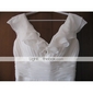 Sheath/ Column V-neck Floor-length Chiffon Elastic Satin Wedding Dress