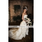 Ball Gown Sweetheart Chapel Train Satin Lace Wedding Dress With Wrap 