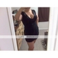 Chiffon And Stretch Satin Sheath/Column V-neck Short/Mini Cocktail Dress 