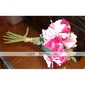 Beautiful Silk Lily With Chiffon Decoration Round Wedding Bouquet/ Bridal Bouquet
