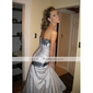 A-line Strapless Sleeveless Floor-length Taffeta Prom Dress