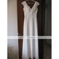 Sheath/ Column V-neck Floor-length Chiffon Elastic Satin Wedding Dress
