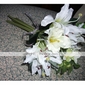 Beautiful Silk Lily With Chiffon Decoration Round Wedding Bouquet/ Bridal Bouquet
