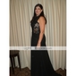 Sheath/Column Jewel Sweep/Brush Train Lace And Chiffon Evening Dress inspired by Eva La Rue at Golden Globe 