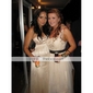 Tulle Satin A-line Straps Tea-length Evening Dress inspired by Mila Kunis at Emmy Award