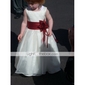 A-line Scoop Floor-length Satin Organza Flower Girl Dress