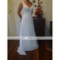 Chiffon Sheath/ Column with Watteau Train and Beading Wedding Dresses