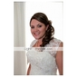 Ball Gown Sweetheart Chapel Train Satin Lace Wedding Dress With Wrap 