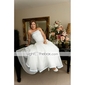 A-line Strapless Chapel Train Organza Satin Wedding Dress