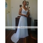 Chiffon Sheath/ Column with Watteau Train and Beading Wedding Dresses