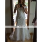Trumpet/Mermaid Off-the-shoulder Organza Over Satin Wedding Dress With Removable Chapel Train 