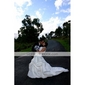 Ball Gown Sweetheart Chapel Train Satin Lace Wedding Dress With Wrap 