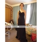 Column One Shoulder Sweep Train Chiffon Over Stretch Satin Evening Dress inspired by Jennifer Aniston at Golden Globe  