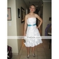 A-line Strapless Knee-length Taffeta Pick-up Bridesmaid/Homecoming Dress 