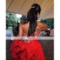 Ball Gown Strapless Sleeveless Taffeta Chapel Train Red Wedding Dress 