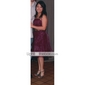 A-line Strapless Knee-length Organza Over Satin Bridesmaid/Wedding Party Dress 