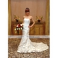 Trumpet/Mermaid Strapless Court Train Taffeta Wedding Dress 