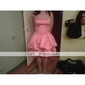 Ball Gown Strapless Short/ Mini Satin Bridesmaid/ Wedding Party Dress