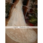 A-line Sweetheart Court Train Satin Wedding Dress with Slip Front