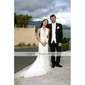 Trumpet/Mermaid Halter Court Train Satin Organza Wedding Dress 