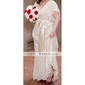 Sheath/Column V-neck Short Sleeve Floor-length Chiffon Evening Dress 