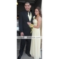 Sheath/Column Sweep/Brush Train Chiffon Evening Dress inspired by Fergie at Golden Globe 